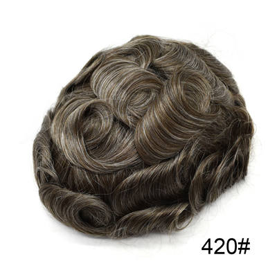 Newness Fine Swiss Lace Men Toupee Natural Hairline Bleached Knot Men Wig Durable Breathable Replacement Hair System For Male