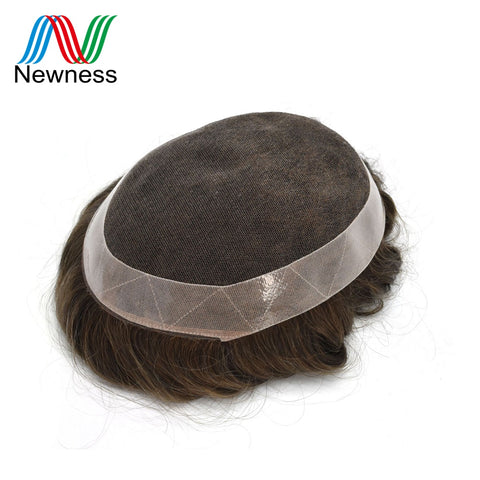 NEWNESS  Male Toupee Remy Human Hair Toupee Hairpiece Lace PU Base Breathable French Lace  Clear Poly PU  Hair Pieces for Men