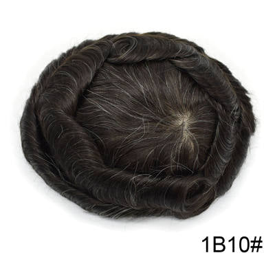 Newness Breathable French Lace Mens Toupee Natural Hairline Front Bleached Knot Indian Human Remy Hair Full Lace Hair System