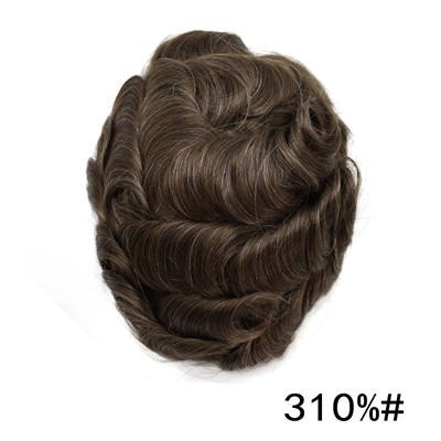 Newness Breathable French Lace Mens Toupee Natural Hairline Front Bleached Knot Indian Human Remy Hair Full Lace Hair System