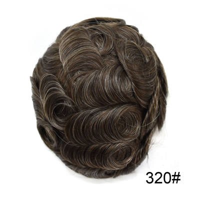 Newness Breathable French Lace Mens Toupee Natural Hairline Front Bleached Knot Indian Human Remy Hair Full Lace Hair System