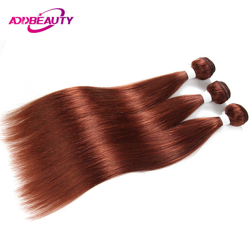 Addbeauty 33 Color Honey Red Brown Bundles Straight Brazilian Human Remy Hair Pre-colored Weave Extension Inch Double Weft