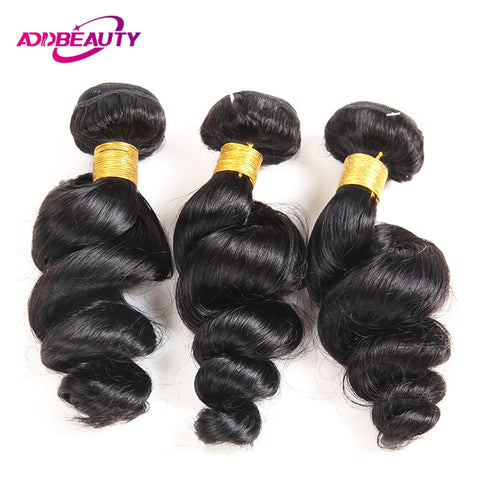 Addbeauty Brazilian Loose Weave Curly 100% Human Non Remy Hair Bundles Extensions Inch Natural Color Double Weft 1 3 4 Piece