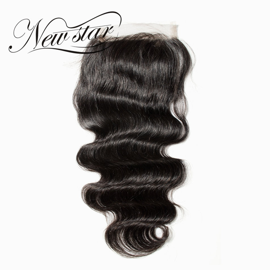 NEW STAR 5x5 Free Part Lace Closure Brazilian Body Wave 10''-20'' Inches Cuticle Aligned Swiss Medium Brown Virgin Human Hair