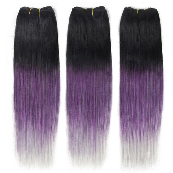 grey ombre hair bundles cheap kinky straight hair extension 3pack/lot 90g/pack 12'' synthetic weave yaki hair