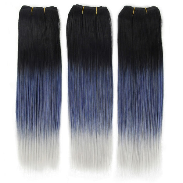 grey ombre hair bundles cheap kinky straight hair extension 3pack/lot 90g/pack 12'' synthetic weave yaki hair