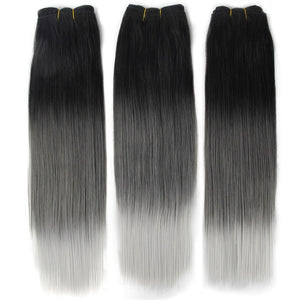 grey ombre hair bundles cheap kinky straight hair extension 3pack/lot 90g/pack 12'' synthetic weave yaki hair