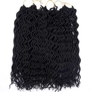 FALEMEI Crochet Goddess Locs Hair Extensions Faux Locs Curly Crochet Braids 60g 24Root 18inch Kanekalon Synthetic Braiding Hair