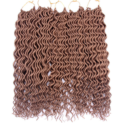 FALEMEI Crochet Goddess Locs Hair Extensions Faux Locs Curly Crochet Braids 60g 24Root 18inch Kanekalon Synthetic Braiding Hair