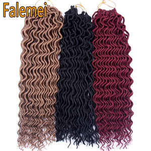 FALEMEI 18Inch 60g 24Strands/Pack Faux Locs Curly Crochet Braids Synthetic Braids Hair Extensions kanekalon crochet braid hair